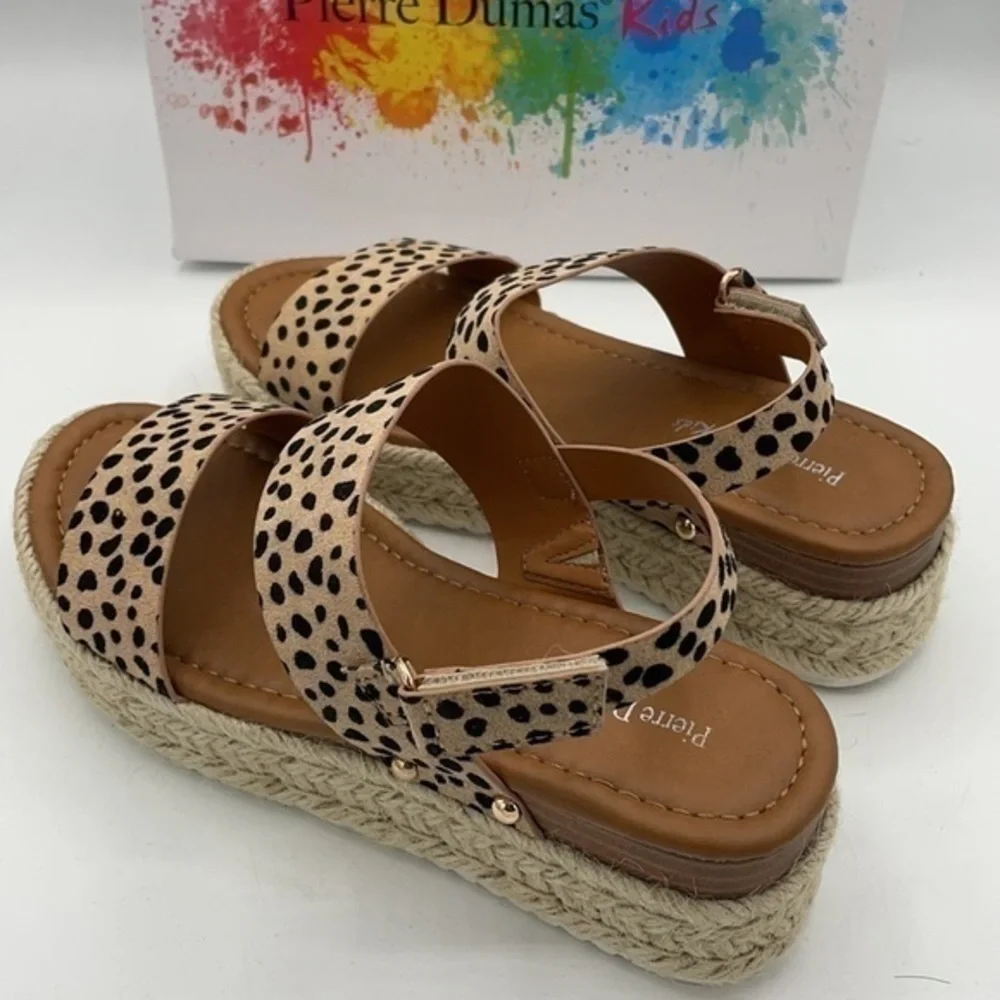 PIERRE DUMAS Cheetah Stud-Accent Magic Sandals